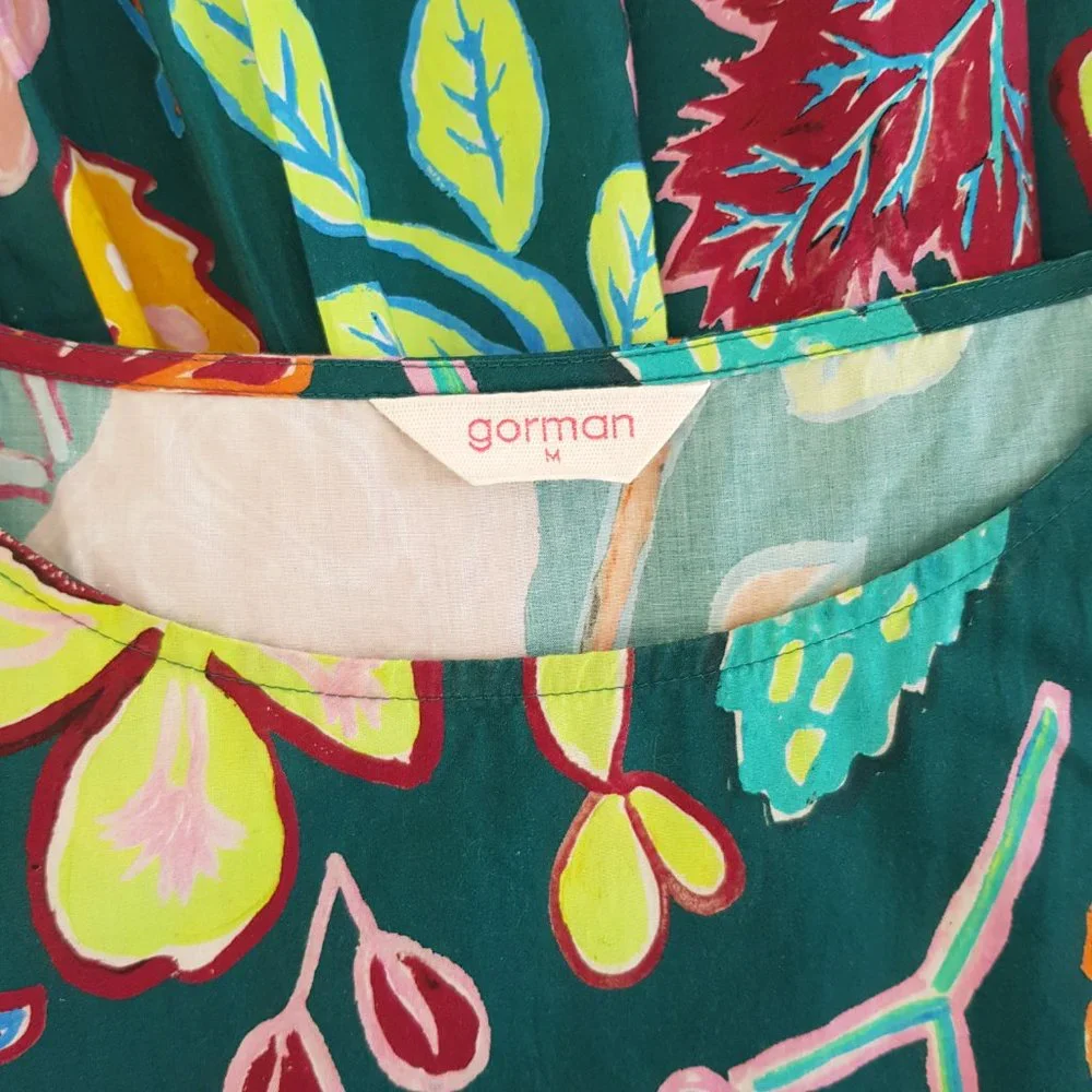 Gorman Pitches Petal Dress Dark Green Print Size M. Comfortably fits size 12 - 1 - Picture 8 of 15